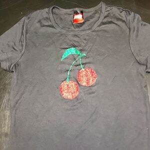 Vintage Fine for Hot Topic tee shirt w/glitter cherries Sz XL